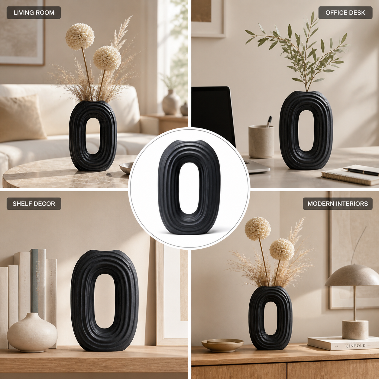 Modern Oval Ripple Vase