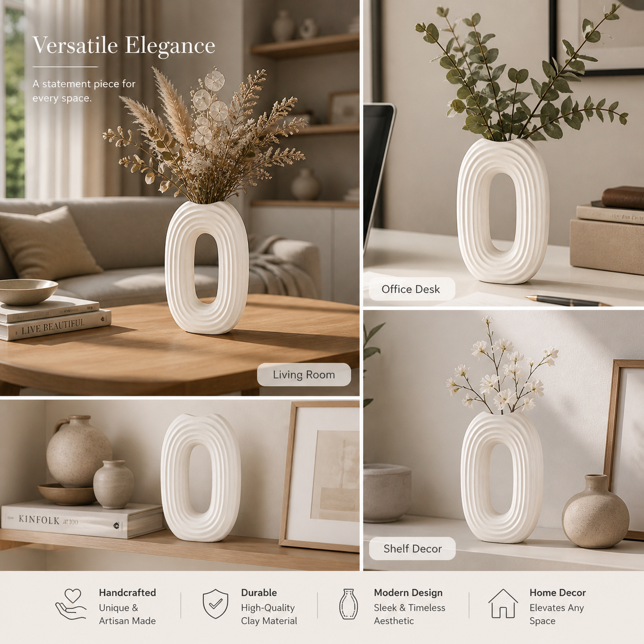Modern Oval Ripple Vase
