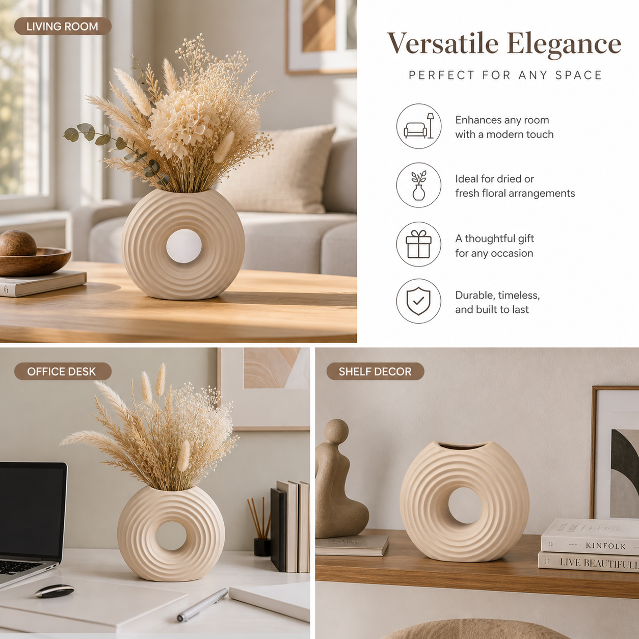 Modern Ripple Donut Vase