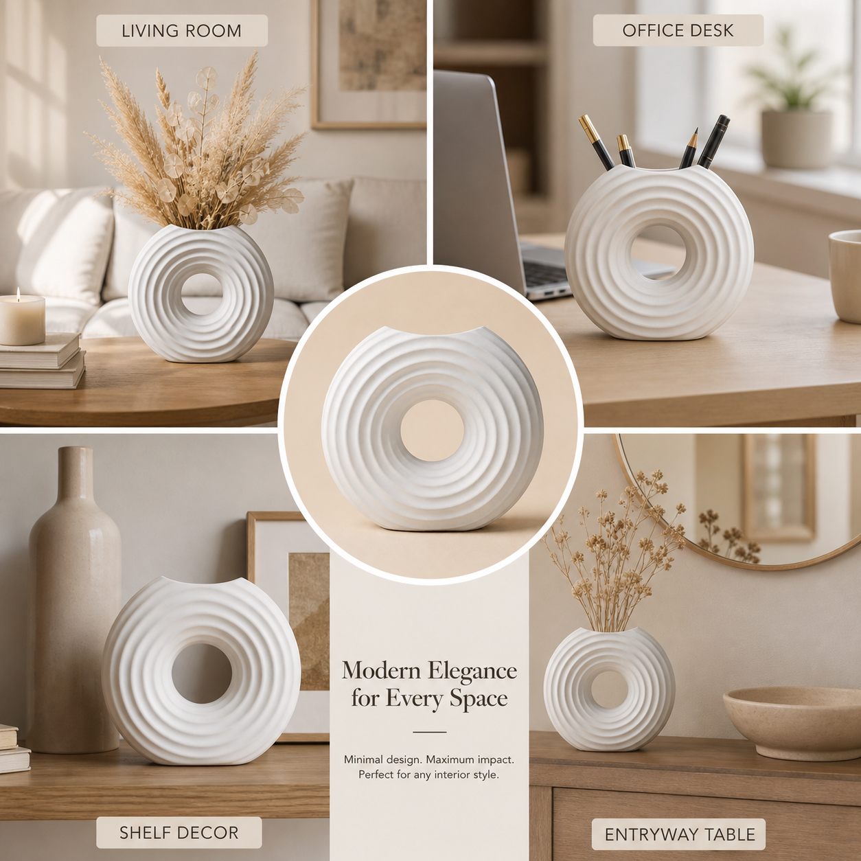 Modern Ripple Donut Vase