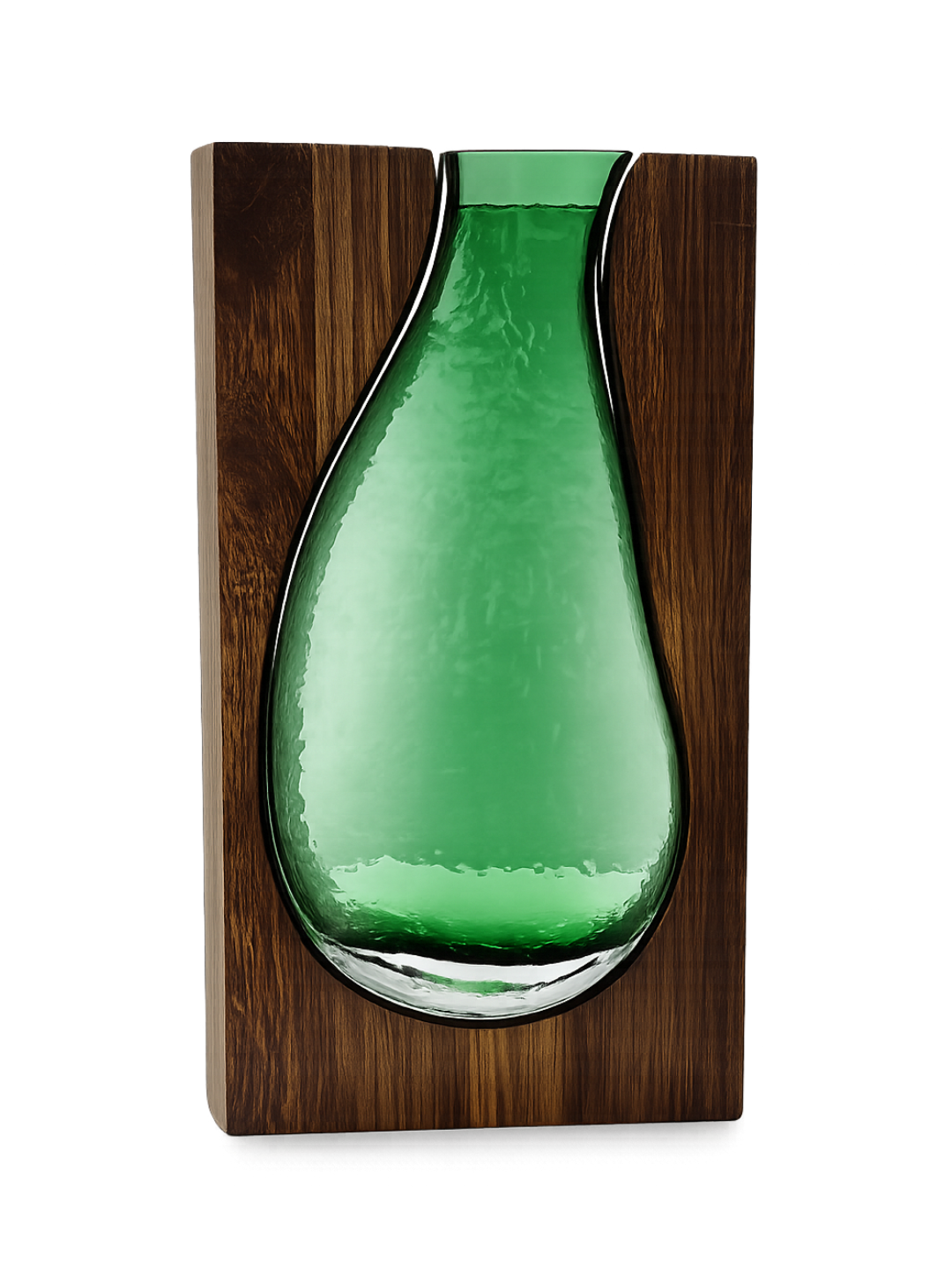 Oval Glass green wooden Flower Vase