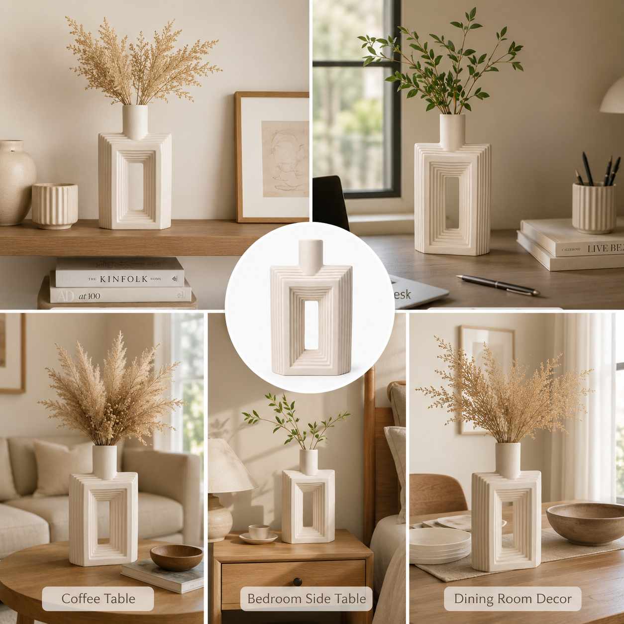 Ribbed Hollow Rectangle Vase