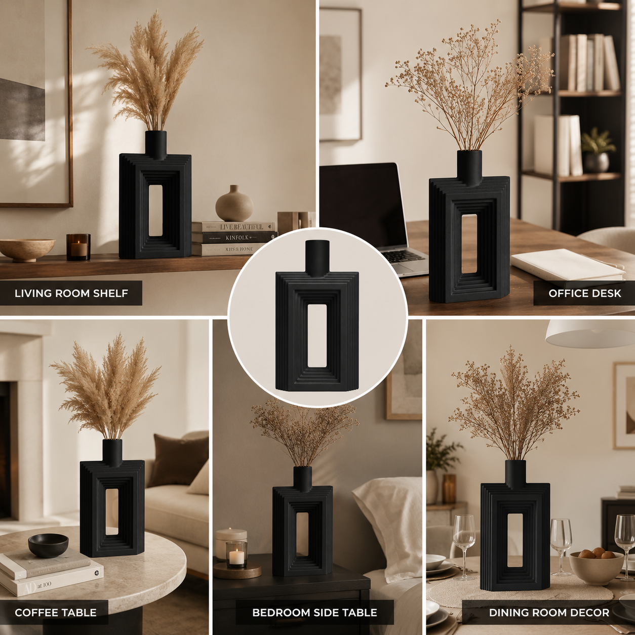 Ribbed Hollow Rectangle Vase