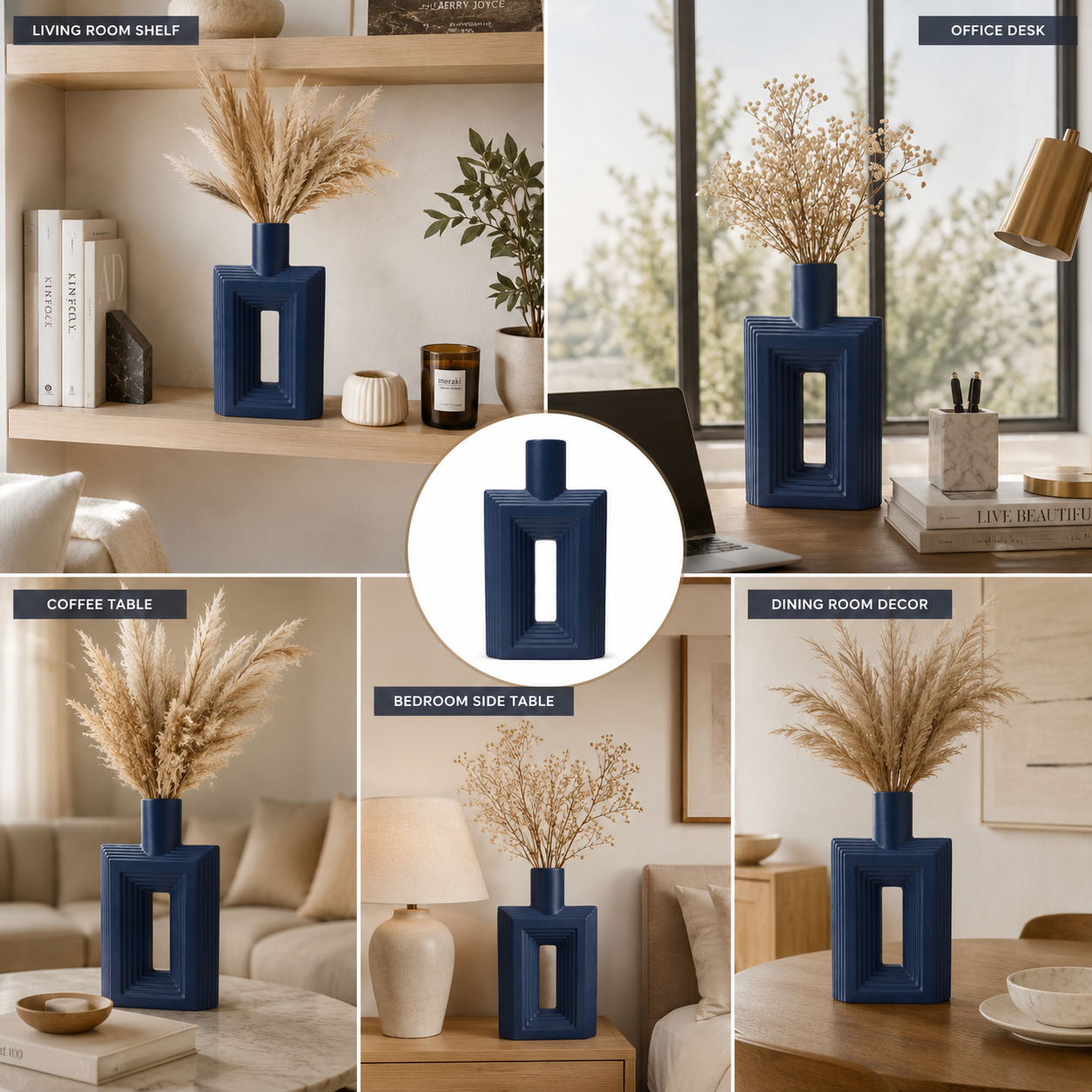 Ribbed Hollow Rectangle Vase