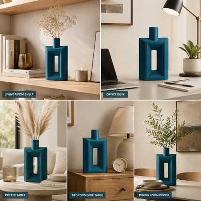 Ribbed Hollow Rectangle Vase