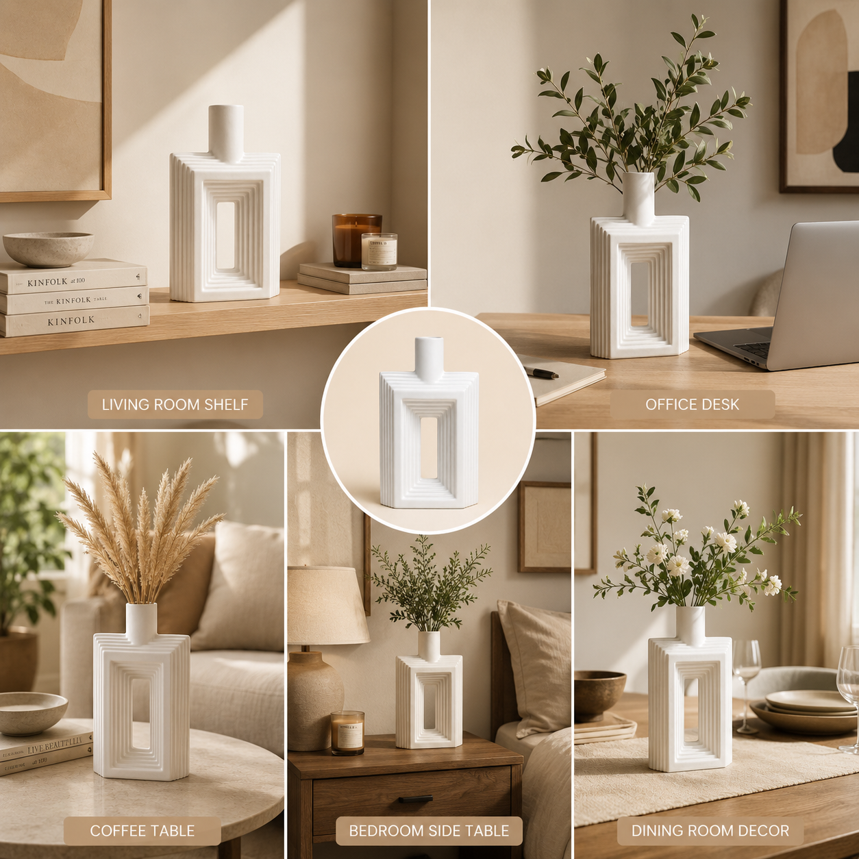 Ribbed Hollow Rectangle Vase