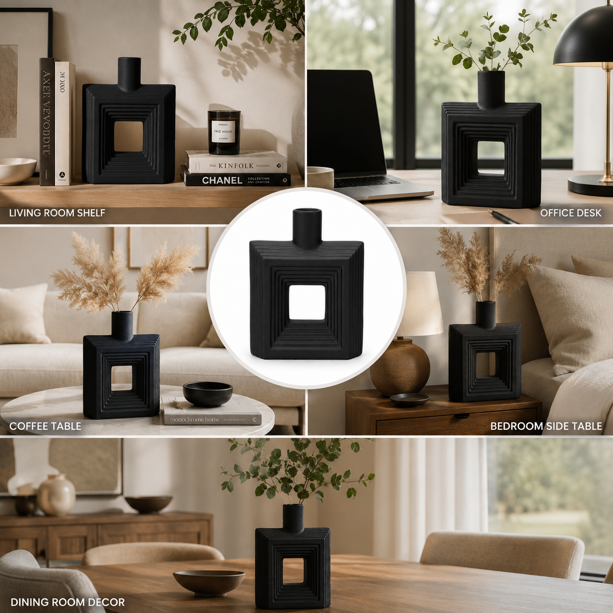 Ribbed Hollow Square Vase