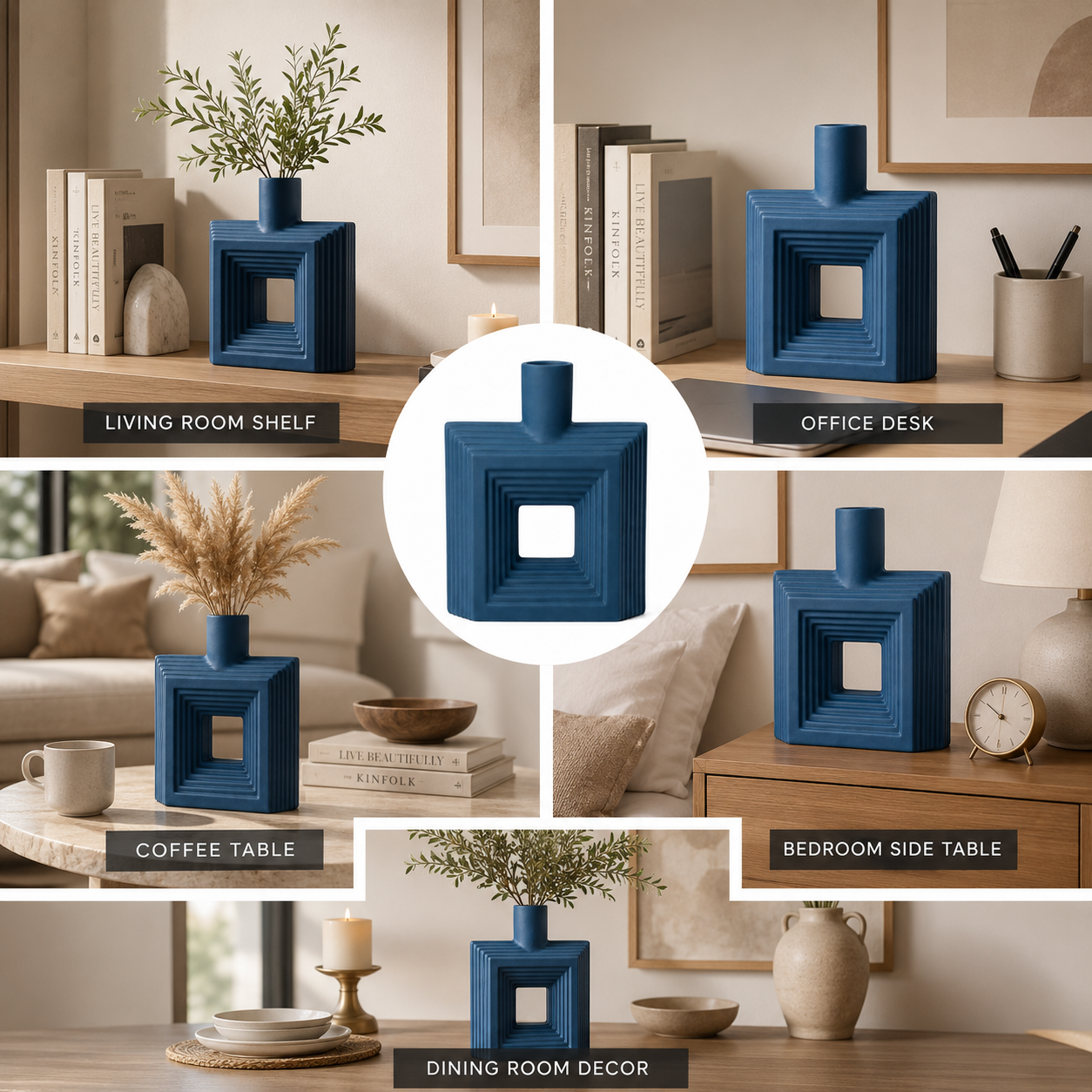 Ribbed Hollow Square Vase
