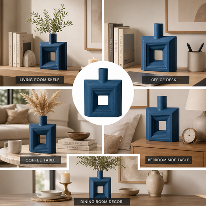Ribbed Hollow Square Vase