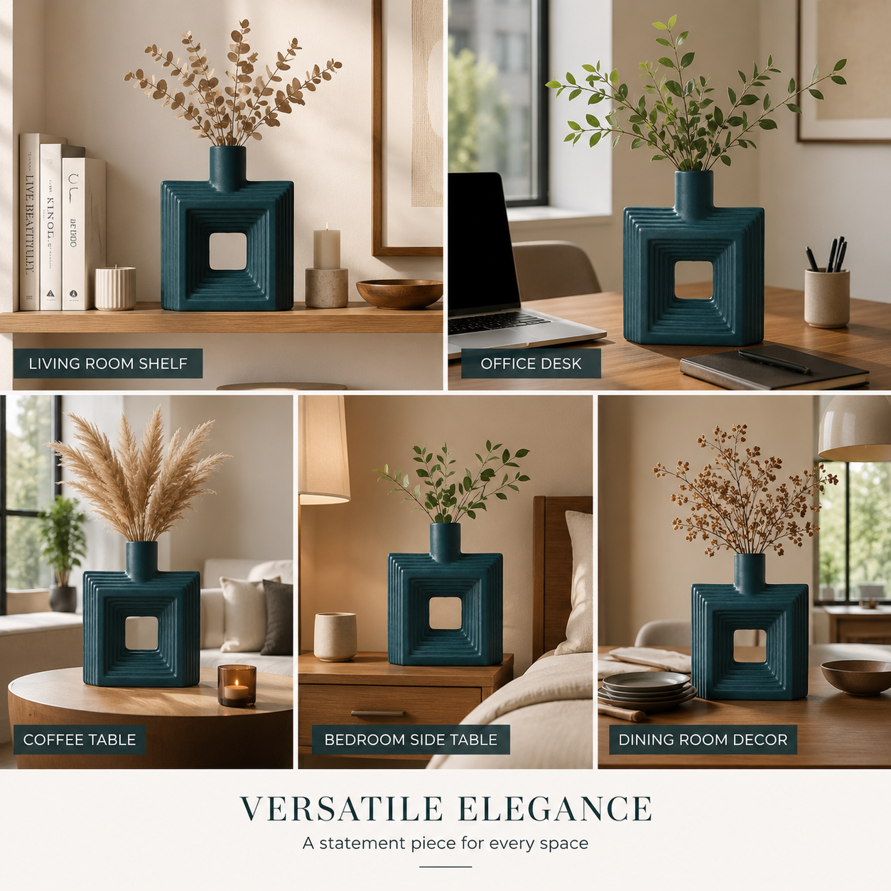 Ribbed Hollow Square Vase