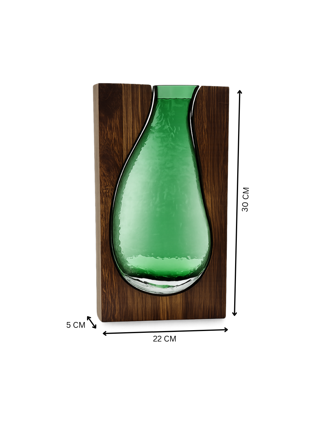 Oval Glass green wooden Flower Vase