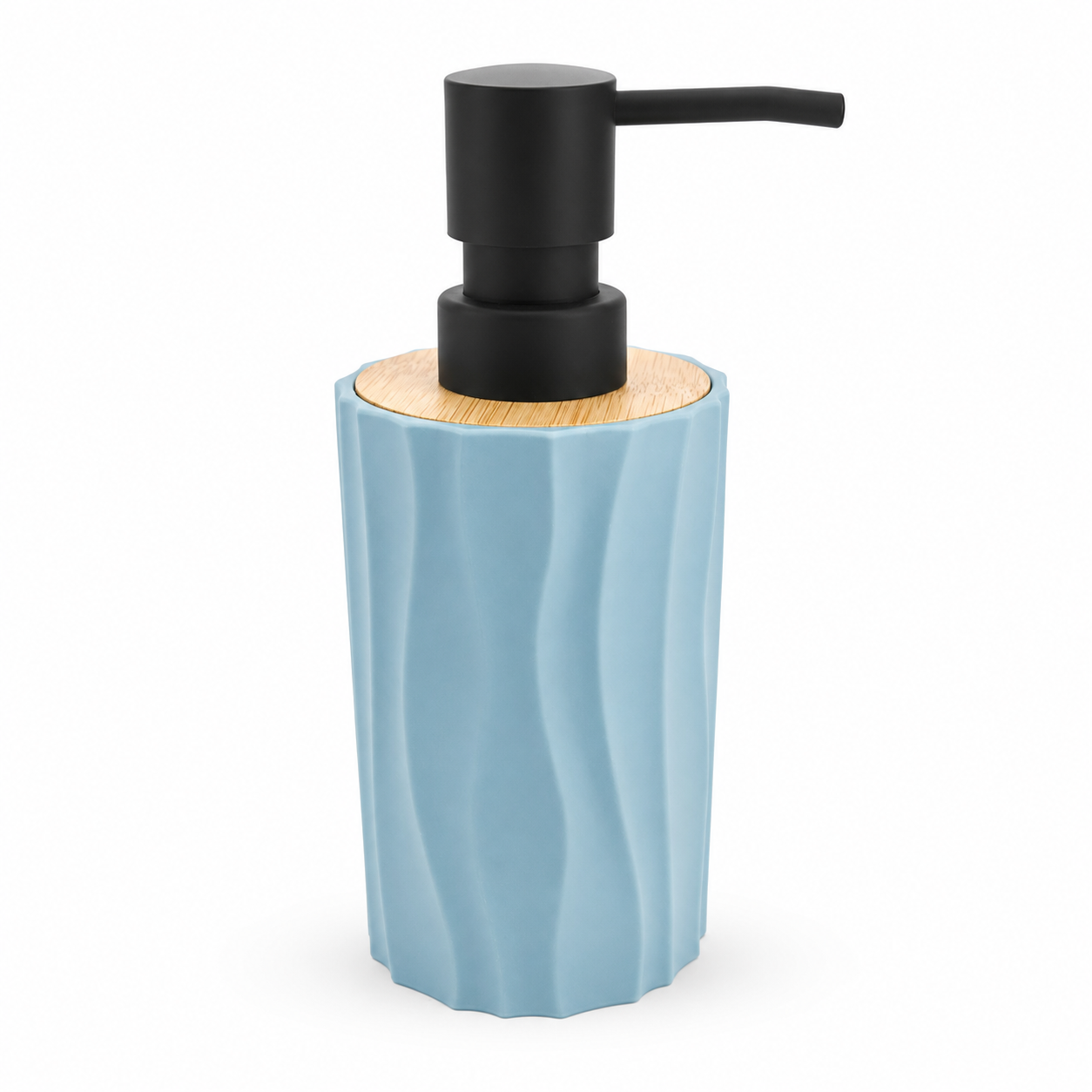 Premium Ceramic Soap Dispenser with Bamboo Lid & Matte Black Pump | Modern Refillable Hand Wash Lotion Dispenser | Bathroom & Kitchen Countertop Soap Pump Bottle