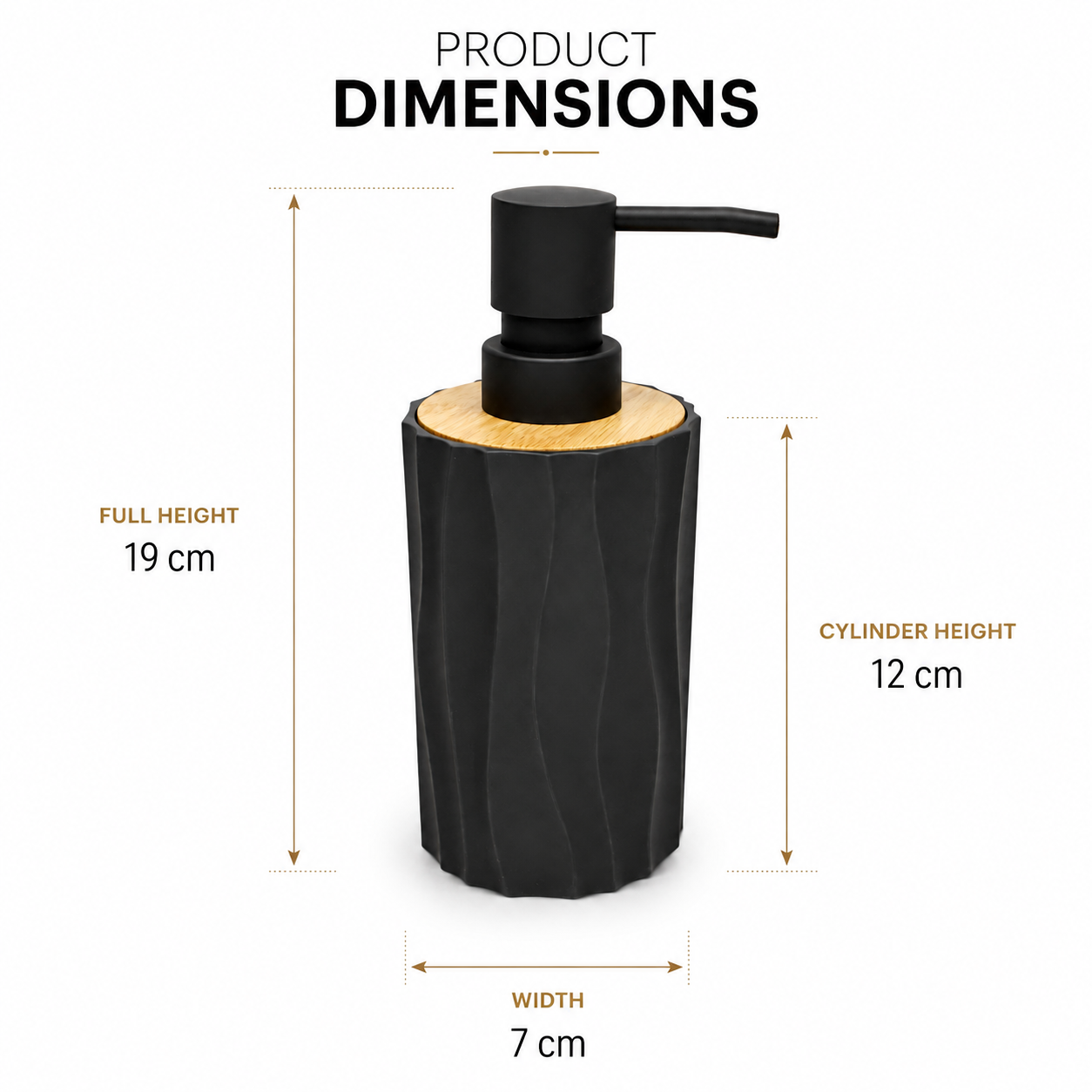 Premium Ceramic Soap Dispenser with Bamboo Lid & Matte Black Pump | Modern Refillable Hand Wash Lotion Dispenser | Bathroom & Kitchen Countertop Soap Pump Bottle
