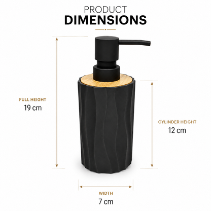 Premium Ceramic Soap Dispenser with Bamboo Lid & Matte Black Pump | Modern Refillable Hand Wash Lotion Dispenser | Bathroom & Kitchen Countertop Soap Pump Bottle