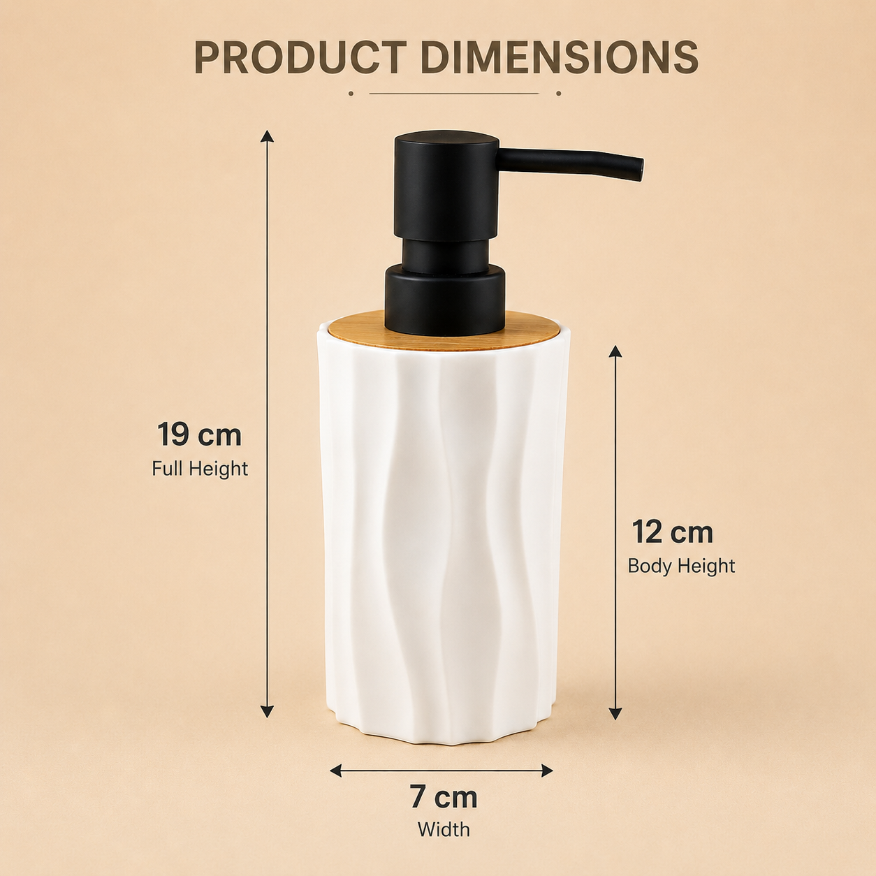 Premium Ceramic Soap Dispenser with Bamboo Lid & Matte Black Pump | Modern Refillable Hand Wash Lotion Dispenser | Bathroom & Kitchen Countertop Soap Pump Bottle