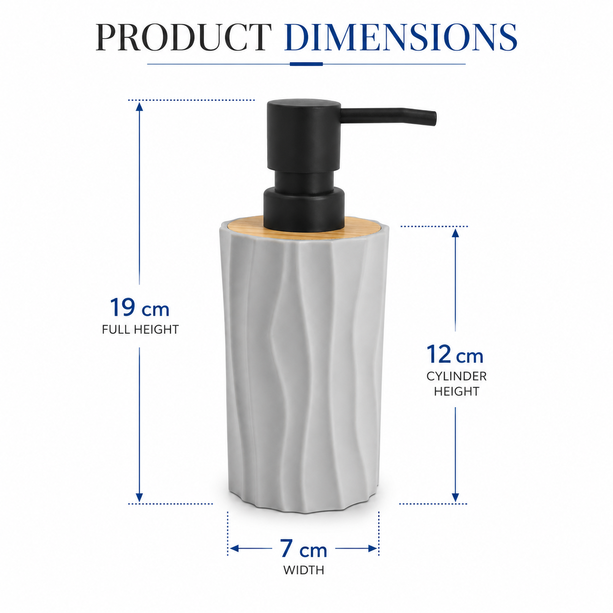 Premium Ceramic Soap Dispenser with Bamboo Lid & Matte Black Pump | Modern Refillable Hand Wash Lotion Dispenser | Bathroom & Kitchen Countertop Soap Pump Bottle
