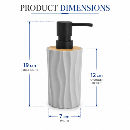 Premium Ceramic Soap Dispenser with Bamboo Lid & Matte Black Pump | Modern Refillable Hand Wash Lotion Dispenser | Bathroom & Kitchen Countertop Soap Pump Bottle