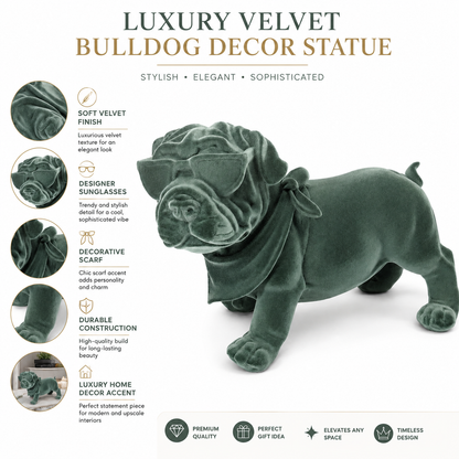 Premium Velvet Bulldog Showpiece with Sunglasses