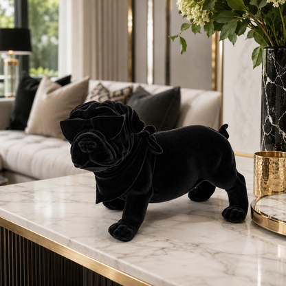Premium Velvet Bulldog Showpiece with Sunglasses