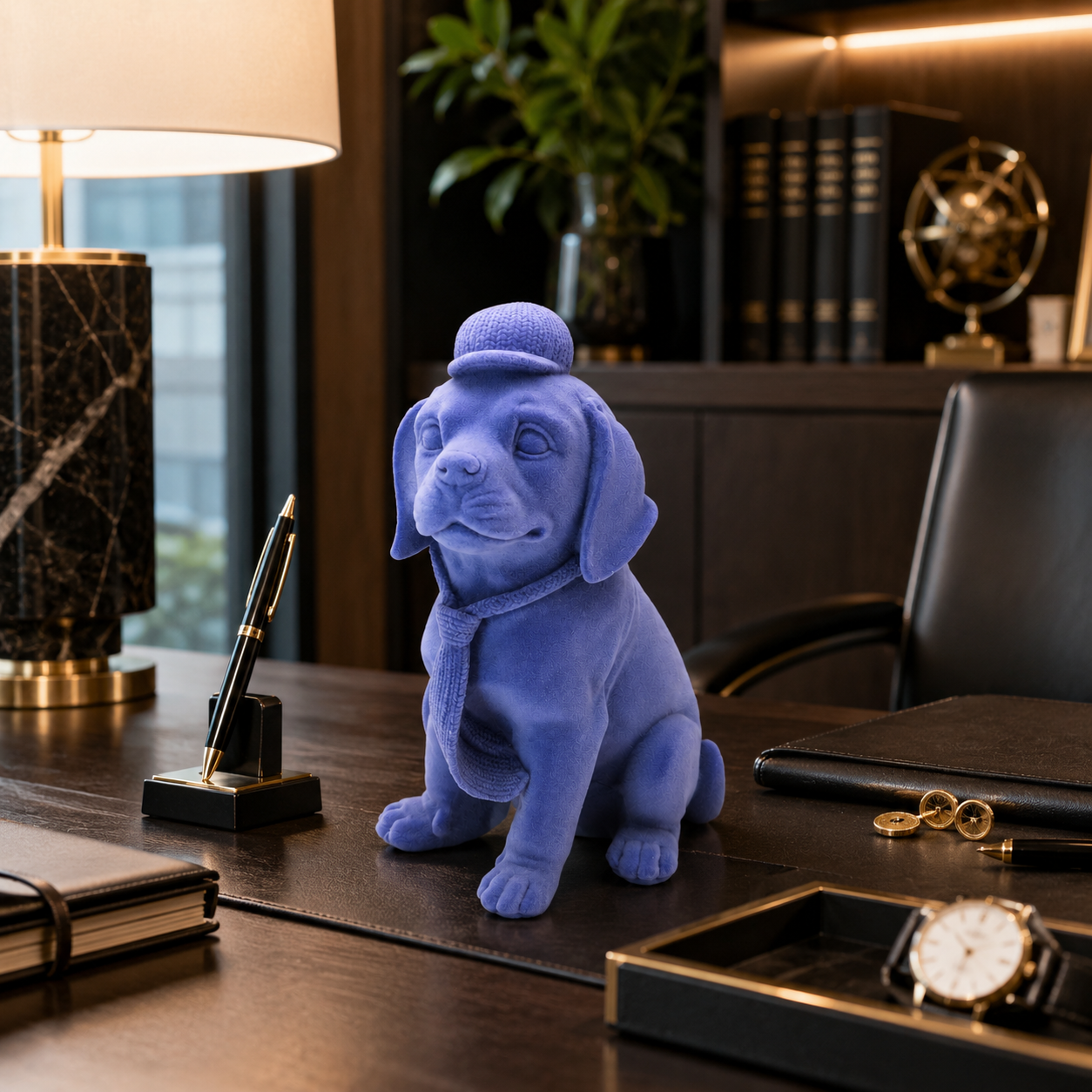 Premium Velvet Beagle Dog Showpiece with Cap