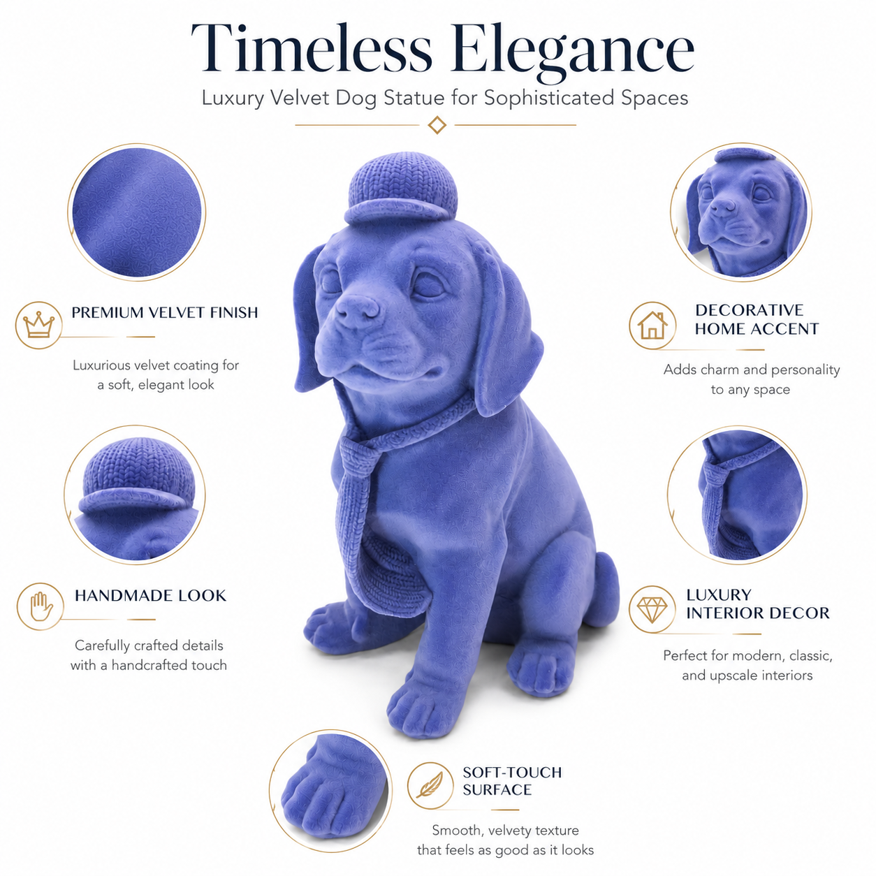 Premium Velvet Beagle Dog Showpiece with Cap