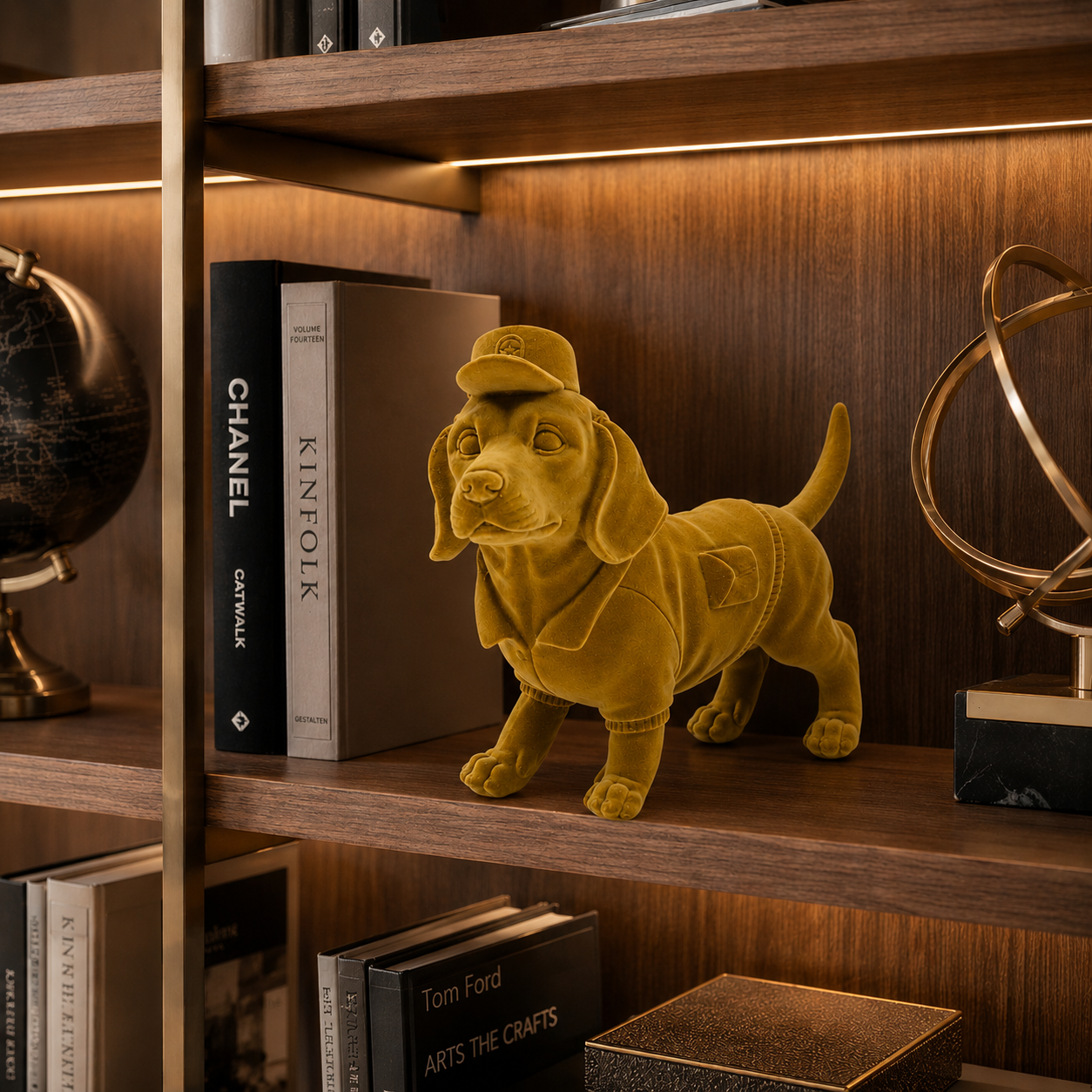 Velvet Finish Gentleman Dog Figurine Showpiece