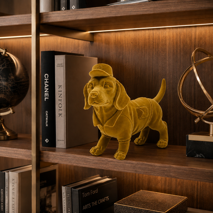 Velvet Finish Gentleman Dog Figurine Showpiece