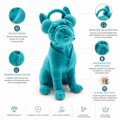 Premium Velvet Finish French Bulldog Headphone Showpiece