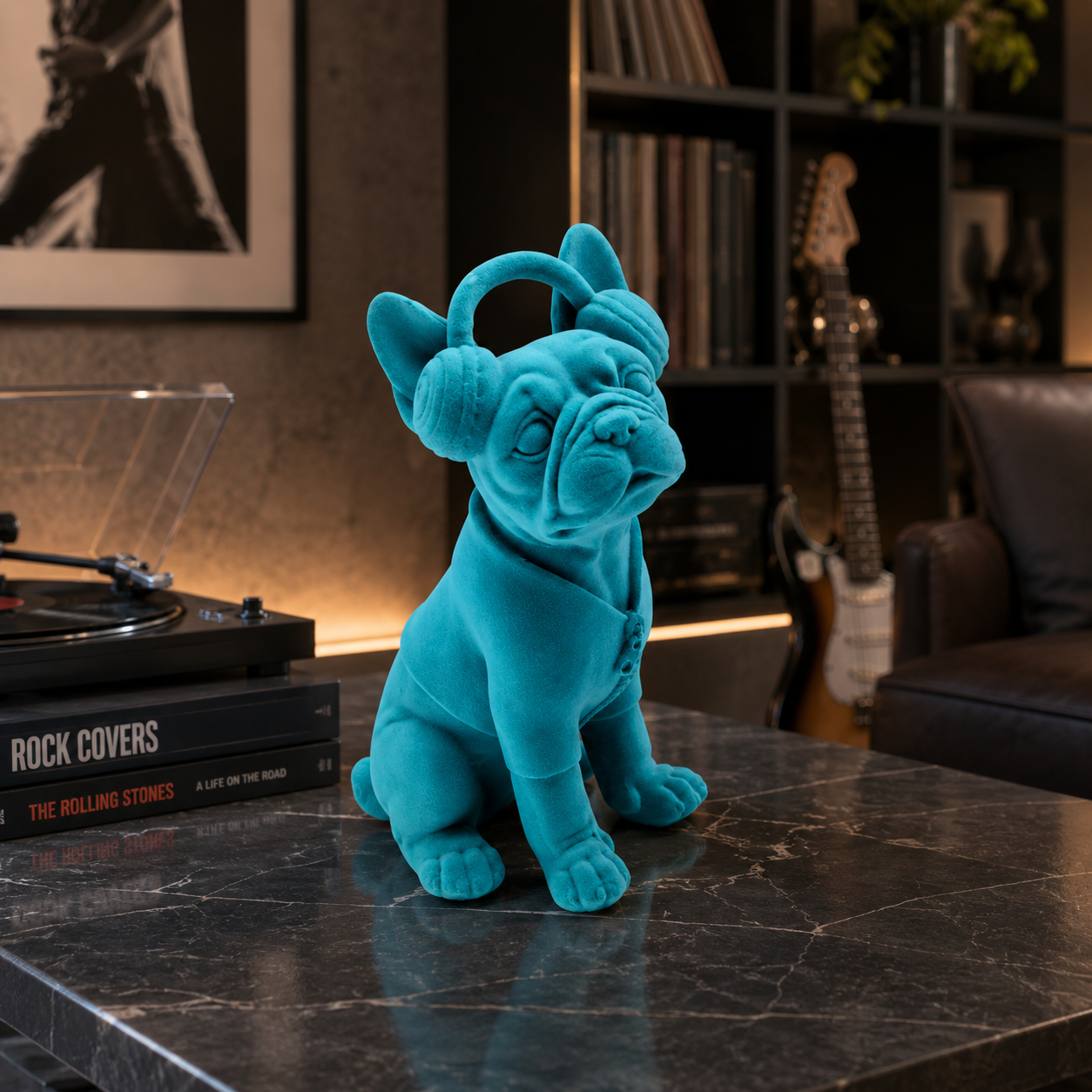 Premium Velvet Finish French Bulldog Headphone Showpiece
