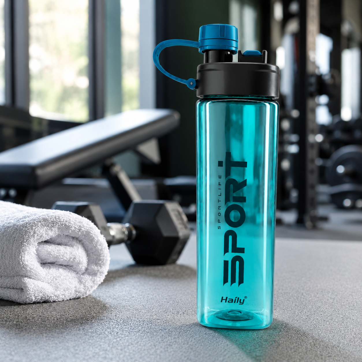Haily SPORT+ Tritan Sports Water Bottle 1000ml | Leakproof BPA-Free Gym Water Bottle with Carry Loop