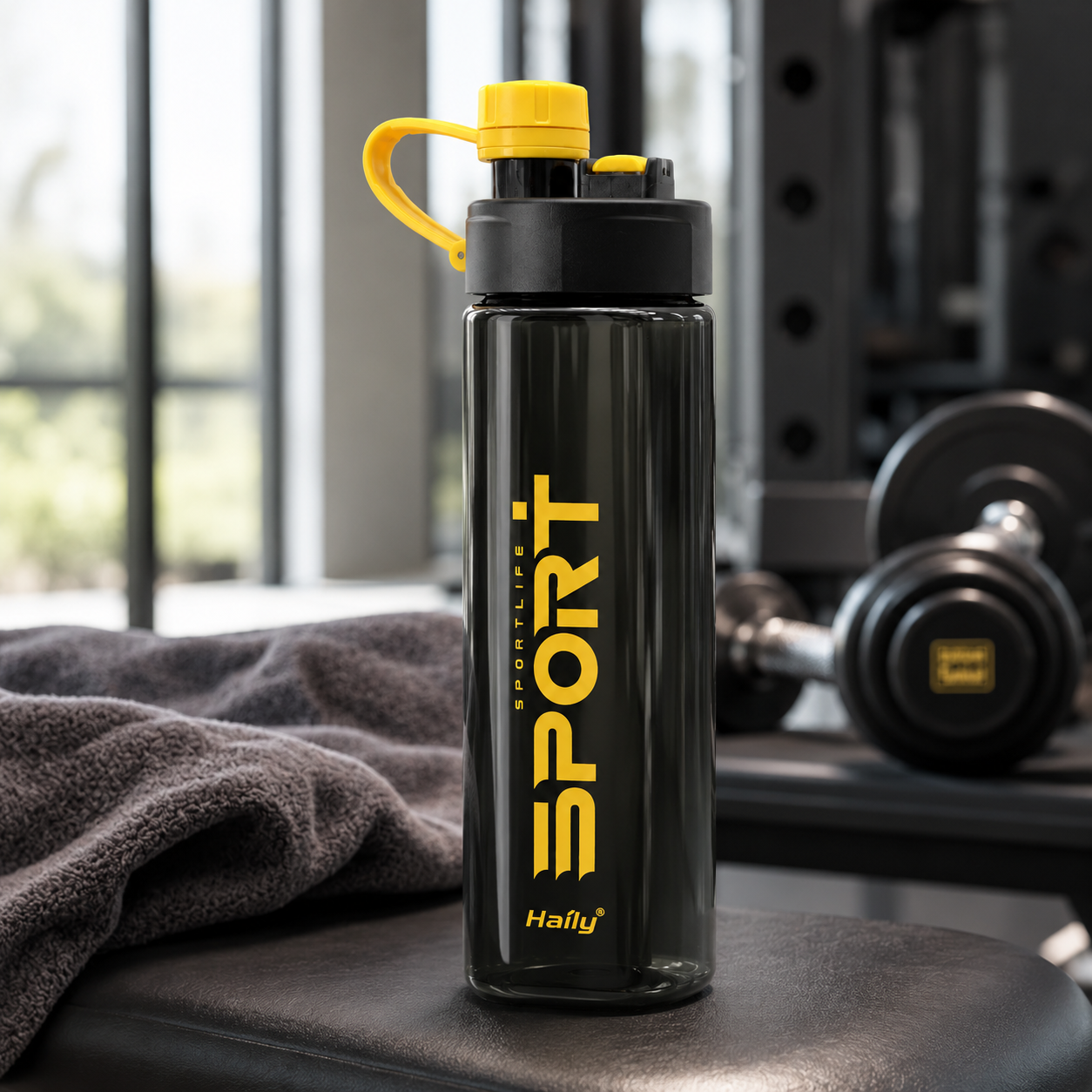 Haily SPORT+ Tritan Sports Water Bottle 1000ml | Leakproof BPA-Free Gym Water Bottle with Carry Loop
