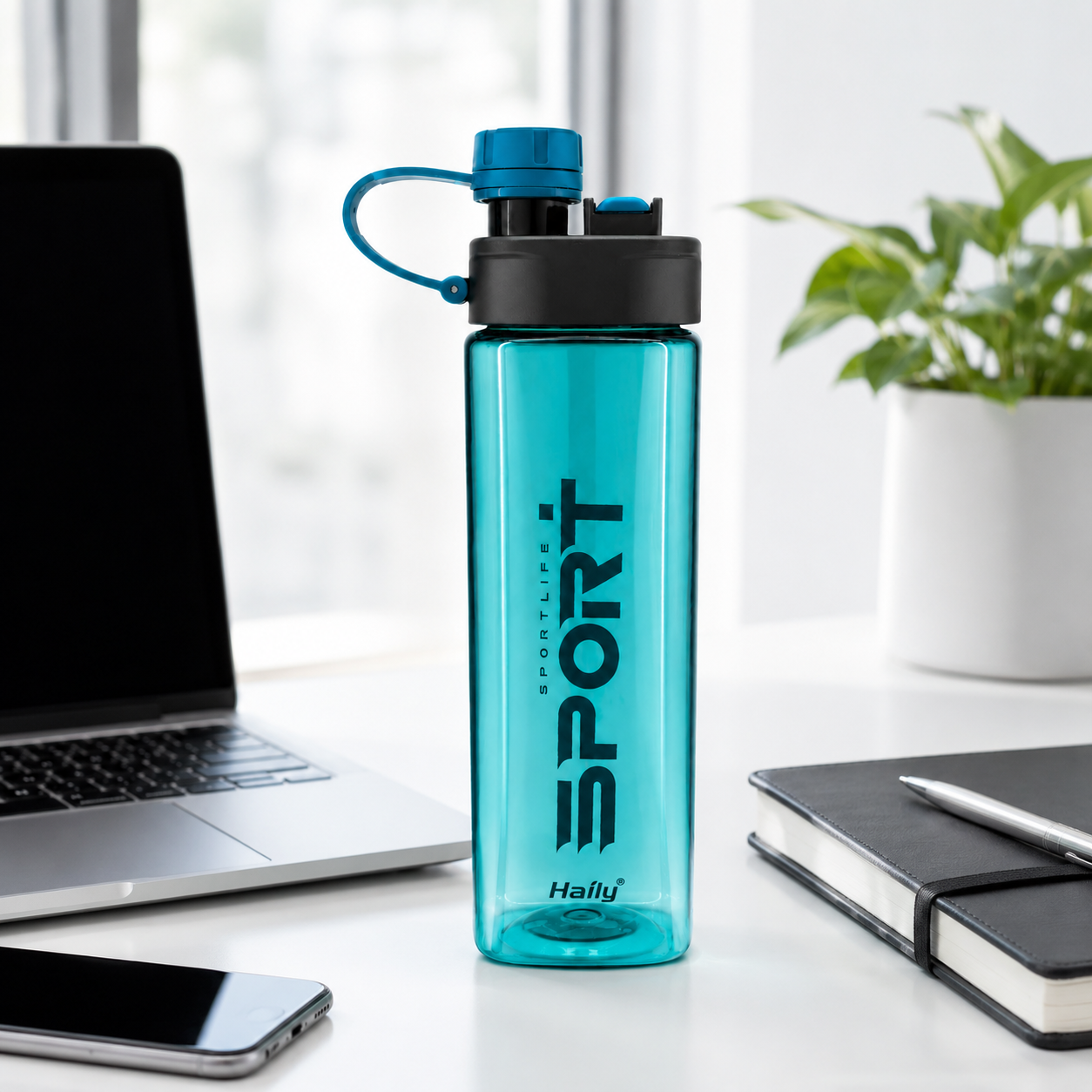 Haily SPORT+ Tritan Sports Water Bottle 1000ml | Leakproof BPA-Free Gym Water Bottle with Carry Loop