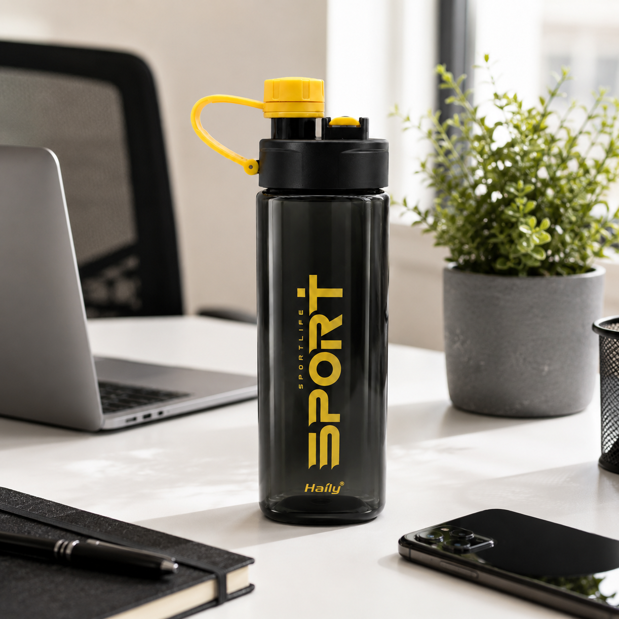 Haily SPORT+ Tritan Sports Water Bottle 1000ml | Leakproof BPA-Free Gym Water Bottle with Carry Loop