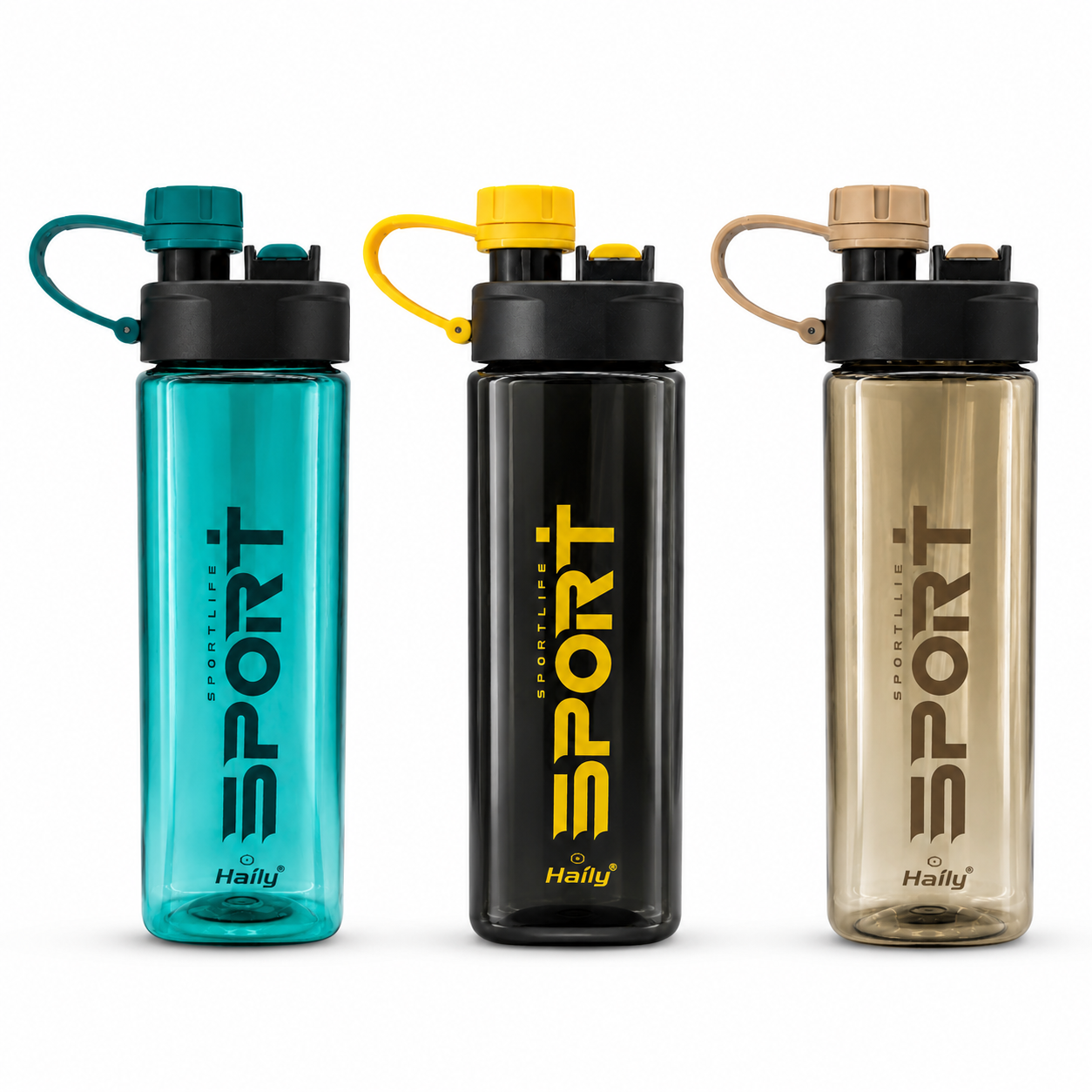 Haily SPORT+ Tritan Sports Water Bottle 1000ml | Leakproof BPA-Free Gym Water Bottle with Carry Loop