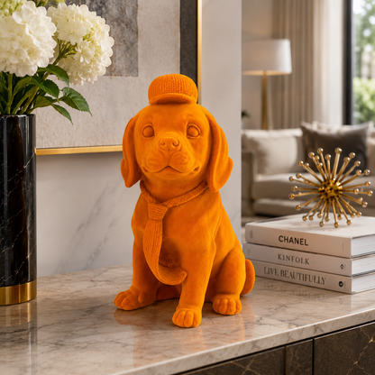 Premium Velvet Beagle Dog Showpiece with Cap