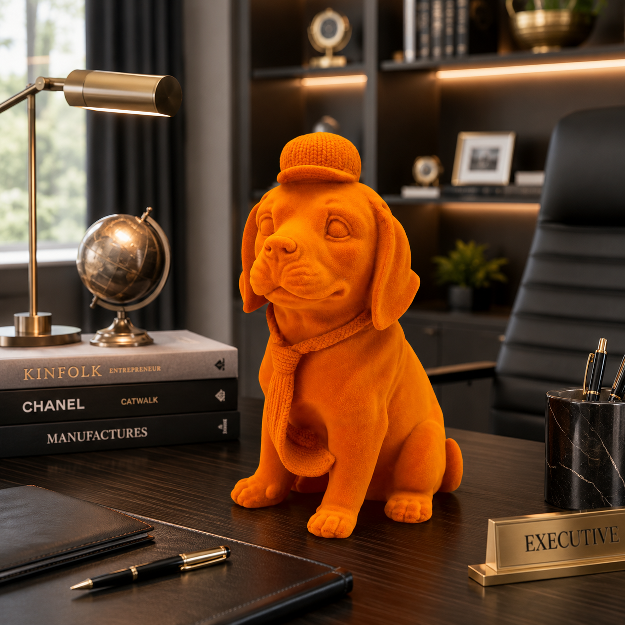 Premium Velvet Beagle Dog Showpiece with Cap