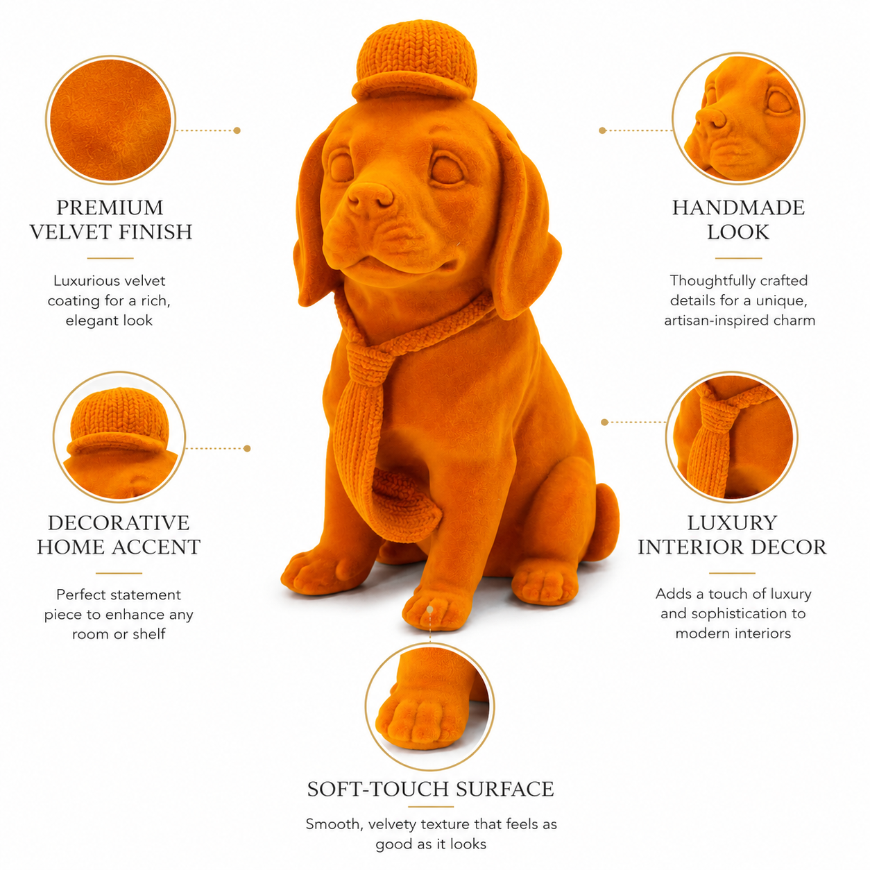 Premium Velvet Beagle Dog Showpiece with Cap