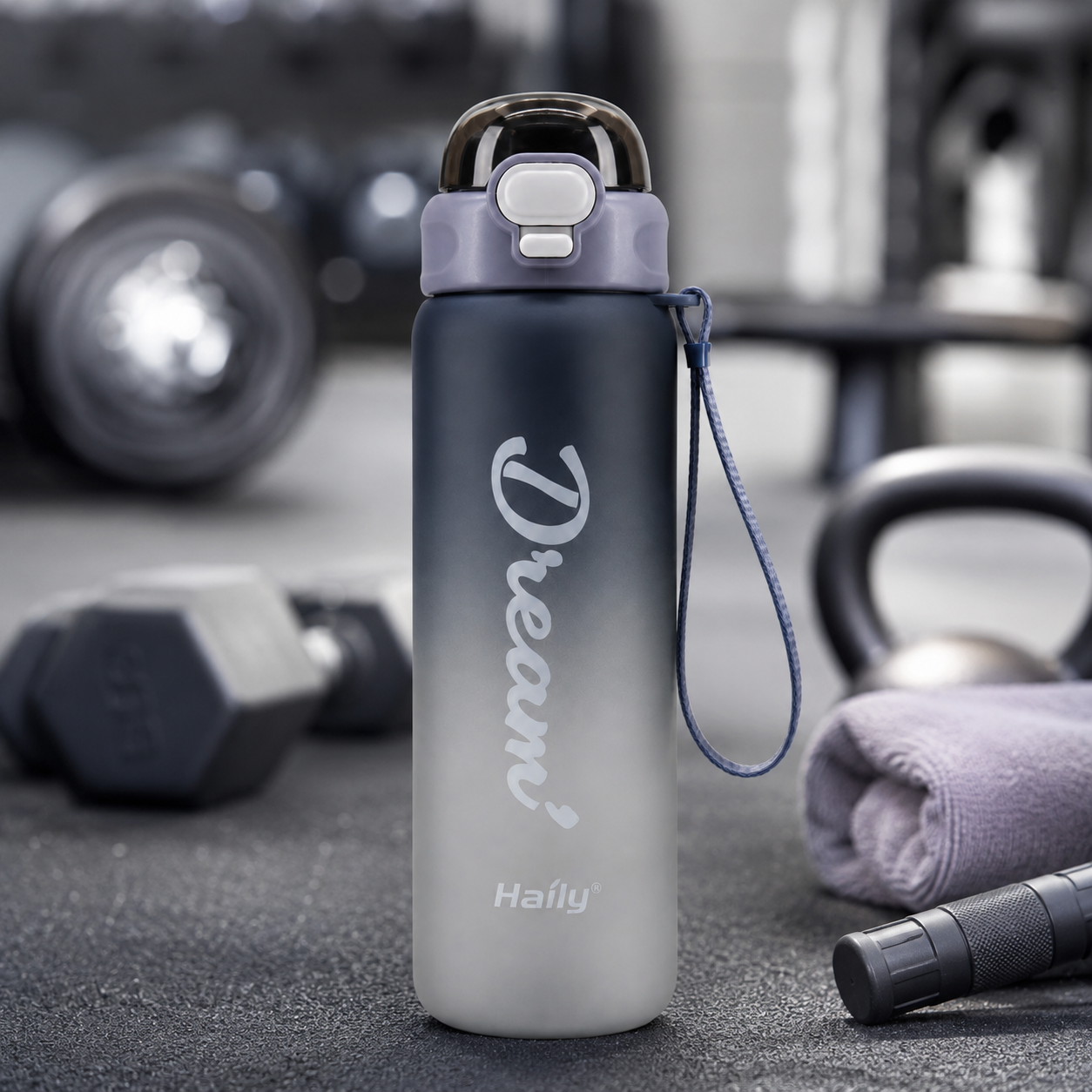 Haily Dream Series Gradient Water Bottle | Leakproof Flip-Top Sports Water Bottle with Carry Strap