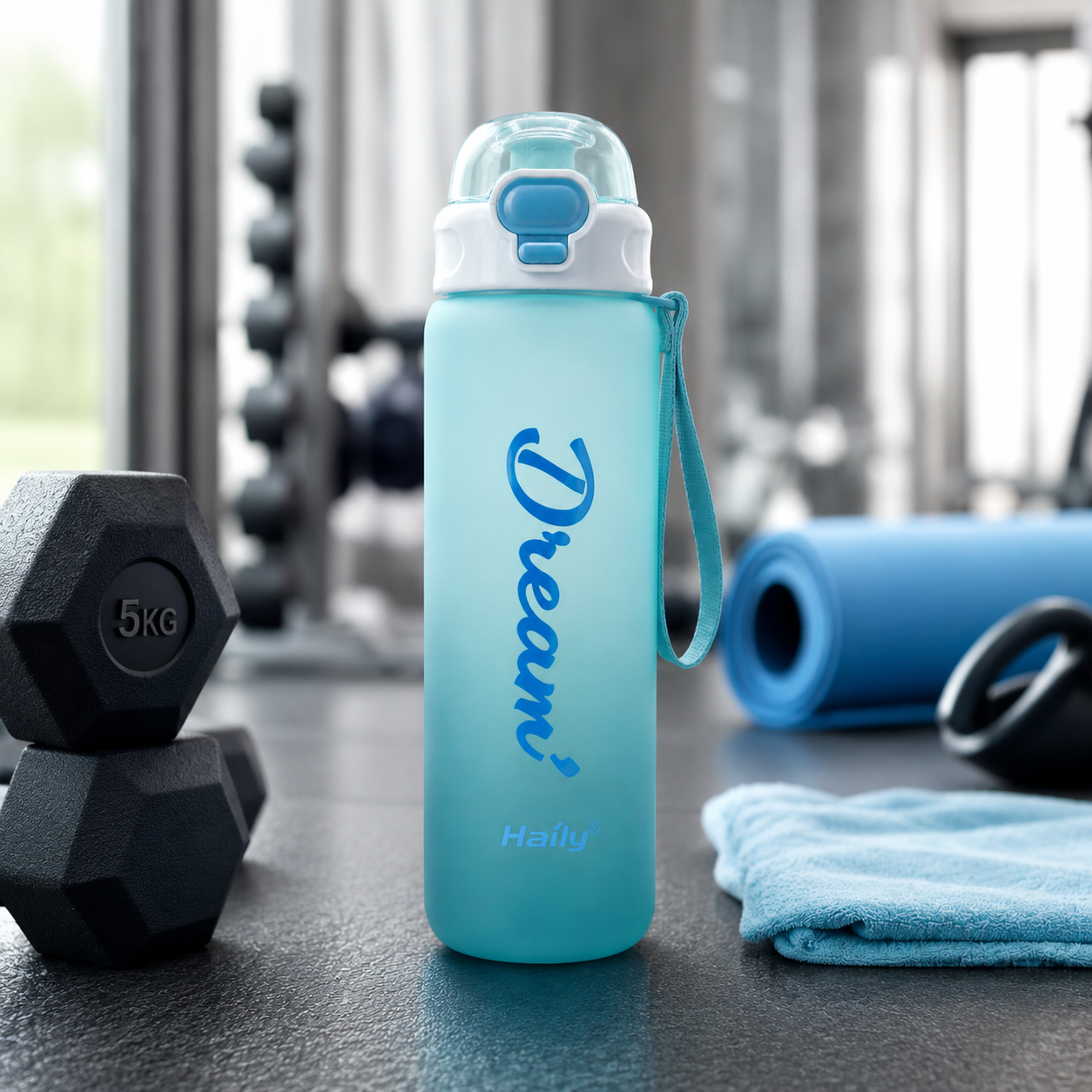 Haily Dream Series Gradient Water Bottle | Leakproof Flip-Top Sports Water Bottle with Carry Strap