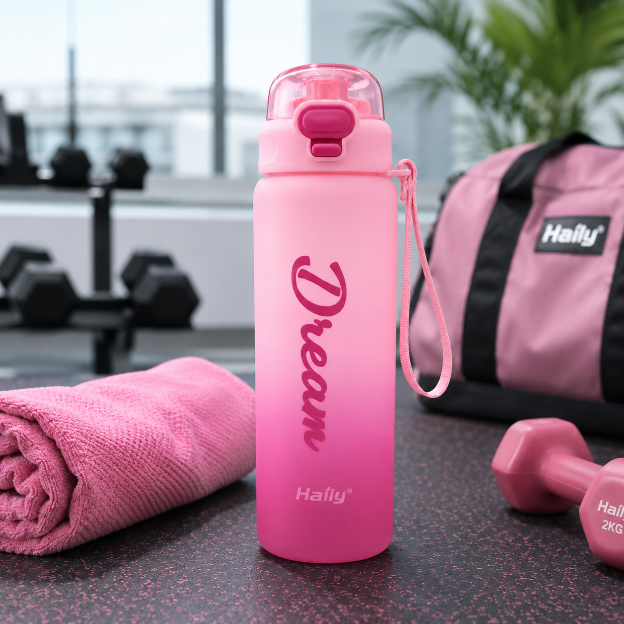 Haily Dream Series Gradient Water Bottle | Leakproof Flip-Top Sports Water Bottle with Carry Strap