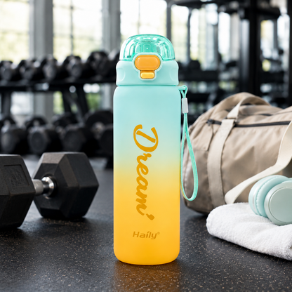 Haily Dream Series Gradient Water Bottle | Leakproof Flip-Top Sports Water Bottle with Carry Strap