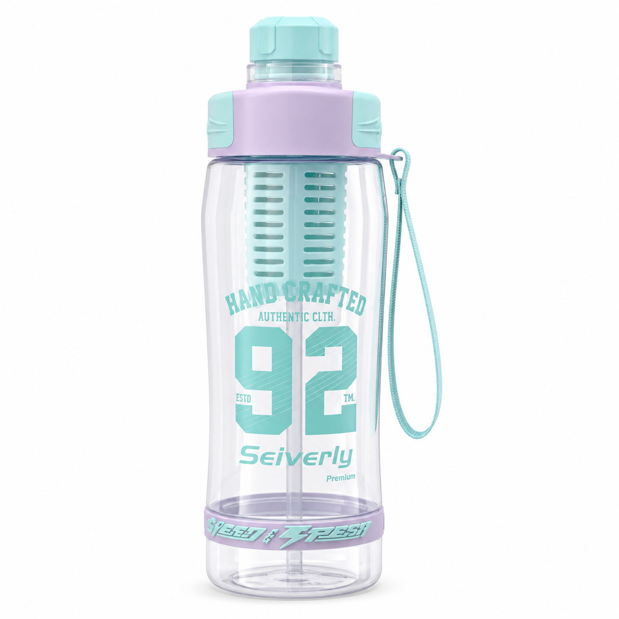 Seiverly Premium Fruit Infuser Water Bottle with Removable Infusion Rod | Leakproof Sports & Fitness Water Bottle with Carry Strap