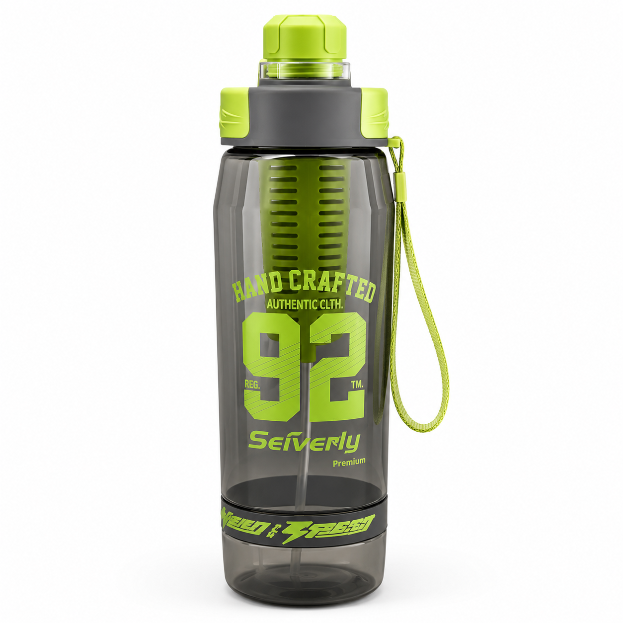 Seiverly Premium Fruit Infuser Water Bottle with Removable Infusion Rod | Leakproof Sports & Fitness Water Bottle with Carry Strap