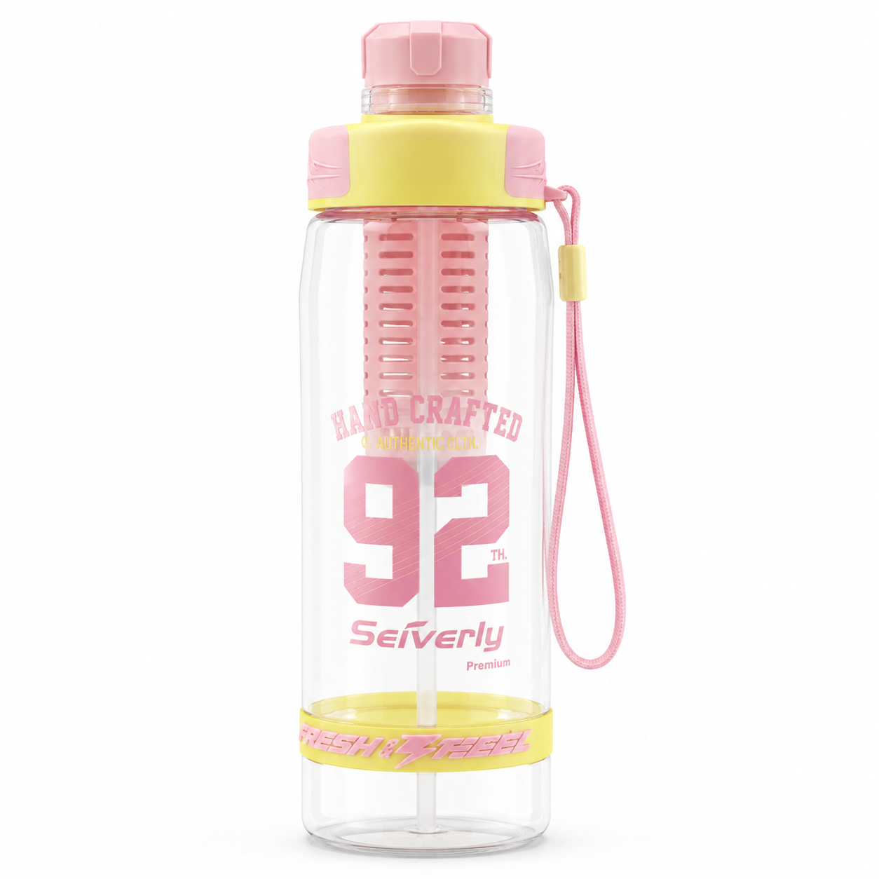 Seiverly Premium Fruit Infuser Water Bottle with Removable Infusion Rod | Leakproof Sports & Fitness Water Bottle with Carry Strap