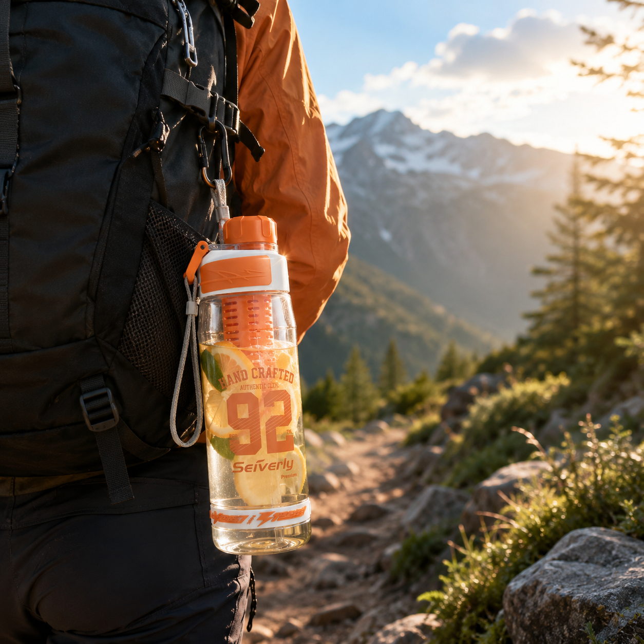 Seiverly Premium Fruit Infuser Water Bottle with Removable Infusion Rod | Leakproof Sports & Fitness Water Bottle with Carry Strap