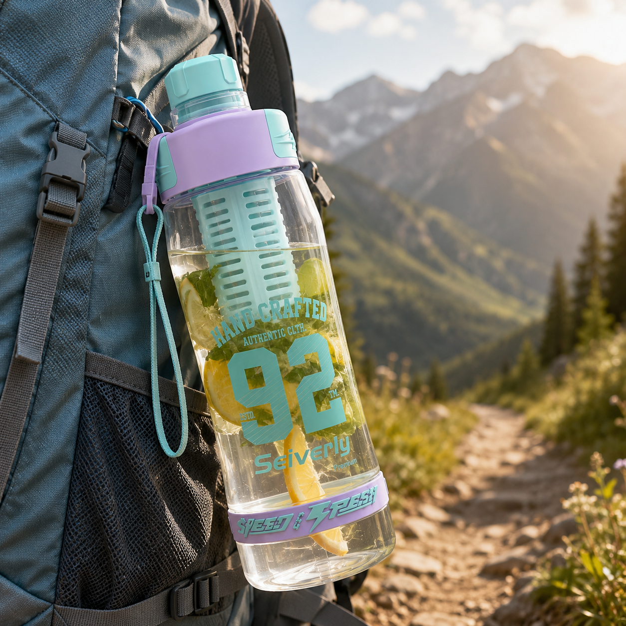 Seiverly Premium Fruit Infuser Water Bottle with Removable Infusion Rod | Leakproof Sports & Fitness Water Bottle with Carry Strap
