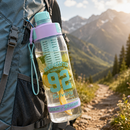 Seiverly Premium Fruit Infuser Water Bottle with Removable Infusion Rod | Leakproof Sports & Fitness Water Bottle with Carry Strap