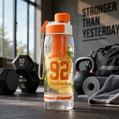 Seiverly Premium Fruit Infuser Water Bottle with Removable Infusion Rod | Leakproof Sports & Fitness Water Bottle with Carry Strap