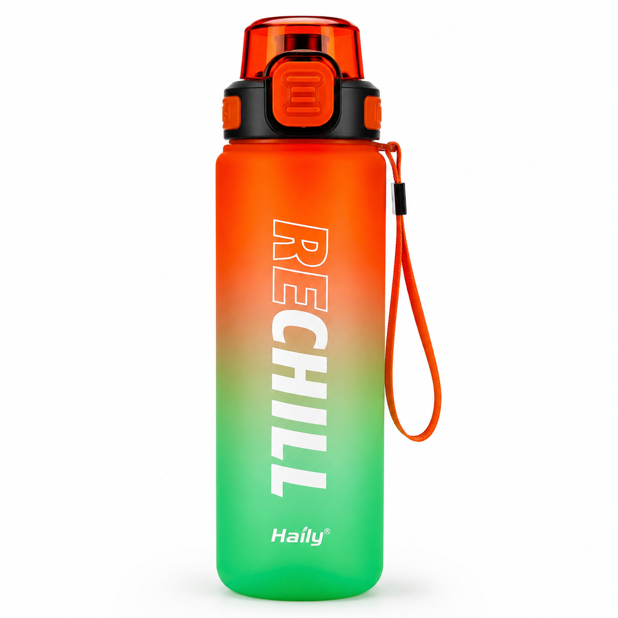 RECHILL Gradient Sports Water Bottle 1000ml | Leakproof Motivational Water Bottle with Strap | BPA-Free Fitness Hydration Bottle by Haily