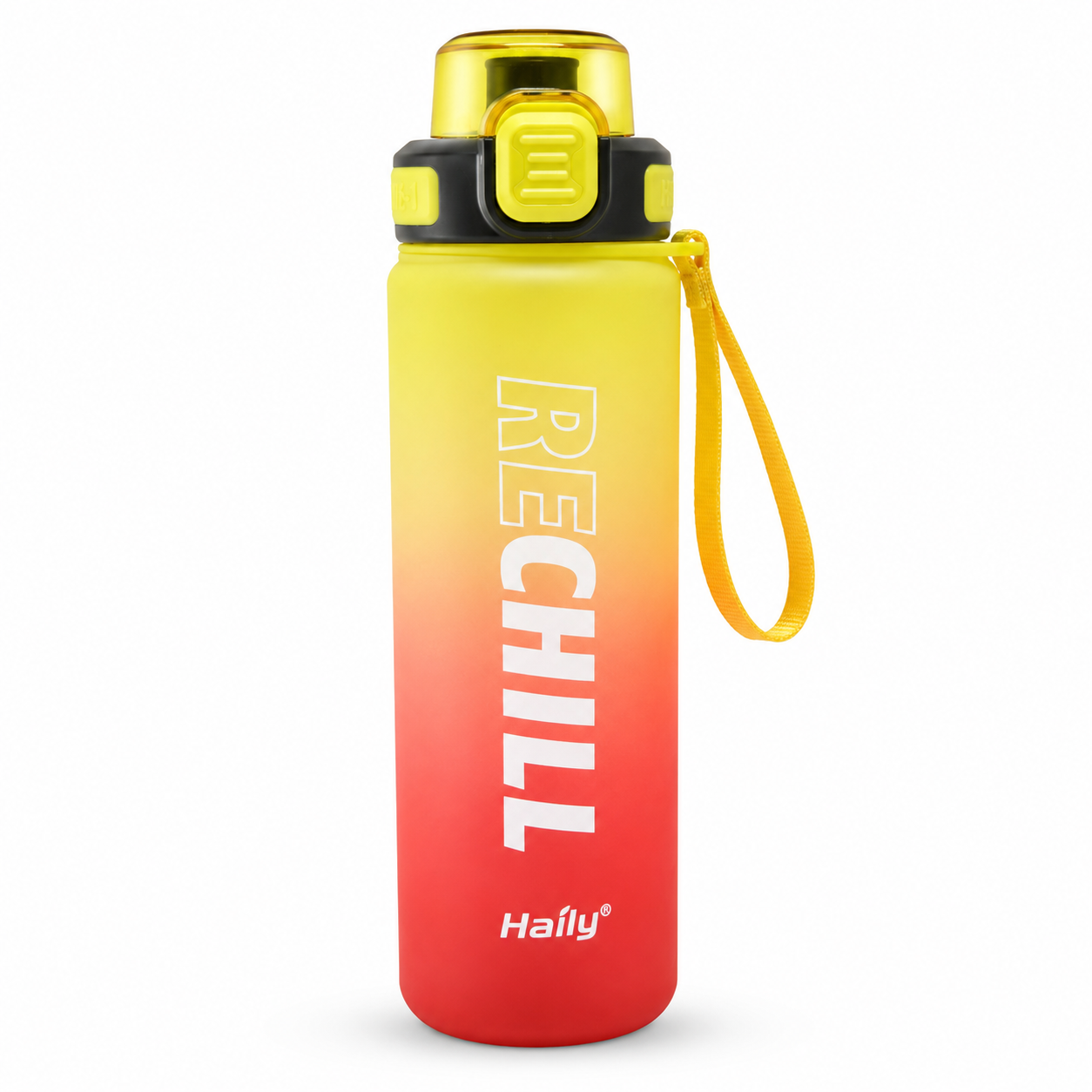 RECHILL Gradient Sports Water Bottle 1000ml | Leakproof Motivational Water Bottle with Strap | BPA-Free Fitness Hydration Bottle by Haily